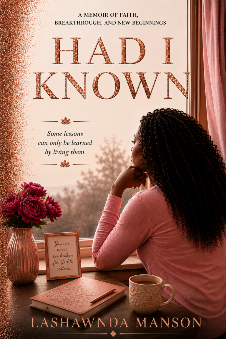 Book cover of Had I Known by LaShawnda Manson, featuring a woman seated by a window in a reflective pose.